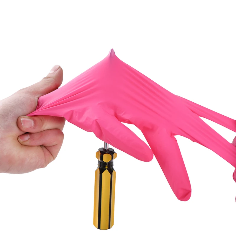 Pink Black Disposable Nitrile  - Nitrile Mechanic Glove recension och pris